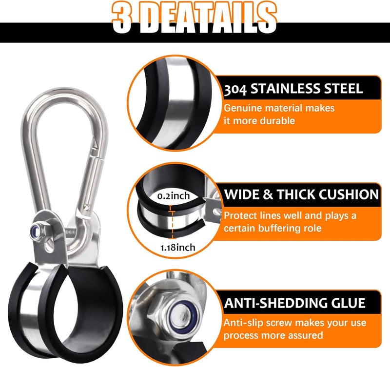 Ailbiuko Airpower Line Clamp Stainless Steel, Hanger Bracket Mounting Assembly Cushion Clamps for 3-in-One Wrap Air Hose Lines Kit - Image 4